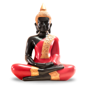 Seated Buddha Black Red Gold